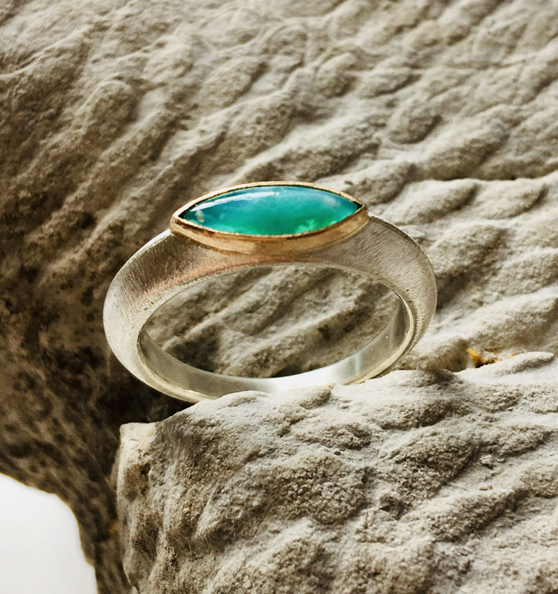 Ring Silber, Gold, Opal, Gabriele Maynollo