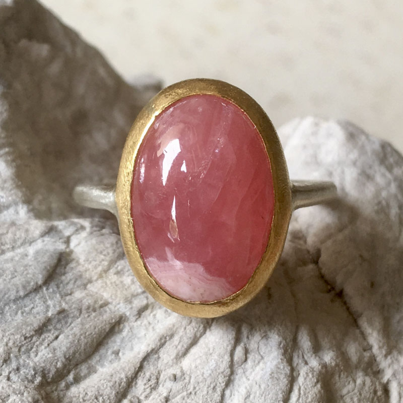 Ring Silber, Gold, Rhodochrosit, Gabriele Maynollo