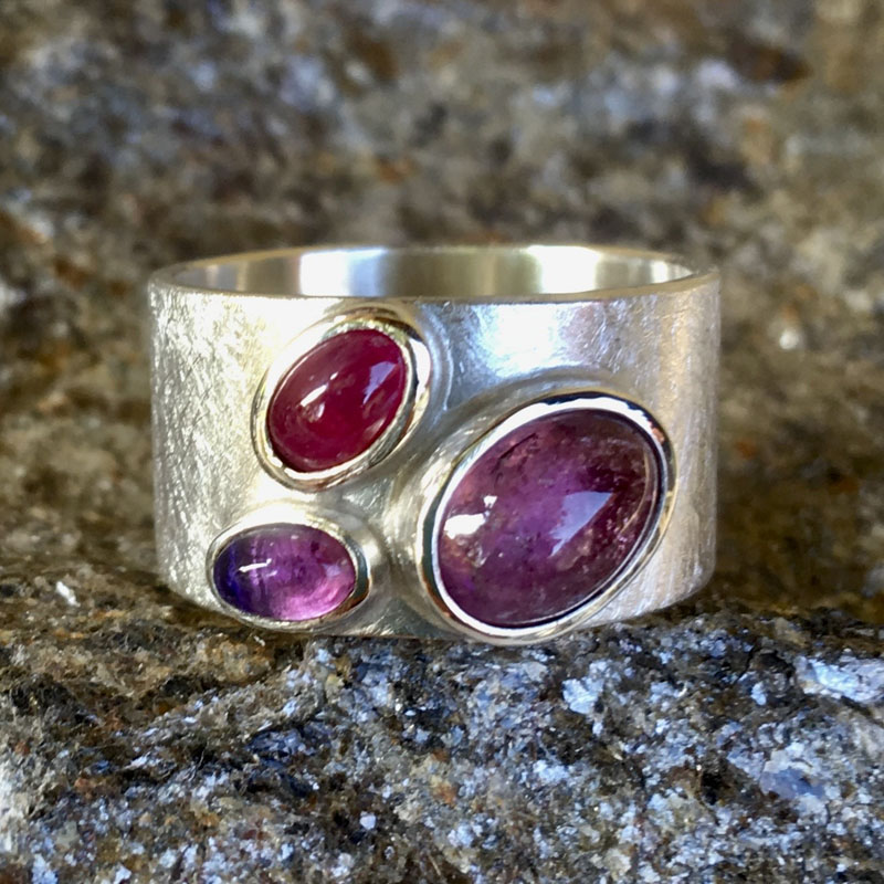 Ring Silber, Turmalin, Amethyst, Rubin, Gabriele Maynollo